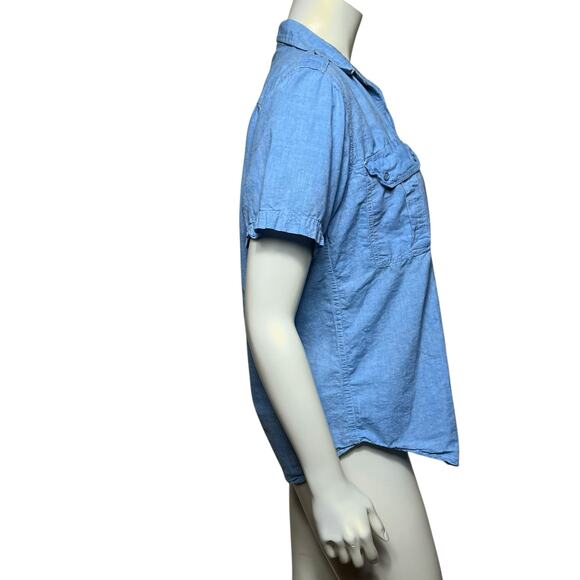 Revenge Shirtmakers Vintage Blue Chambray Military Style Button Down Size M - Picture 4 of 9